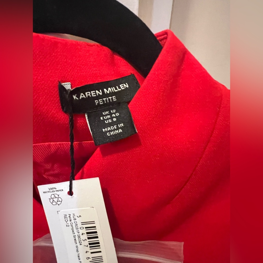 NWT Karen Millen Wrap Neck Tailored Mini Dress, Size 8P - Picture 7 of 8